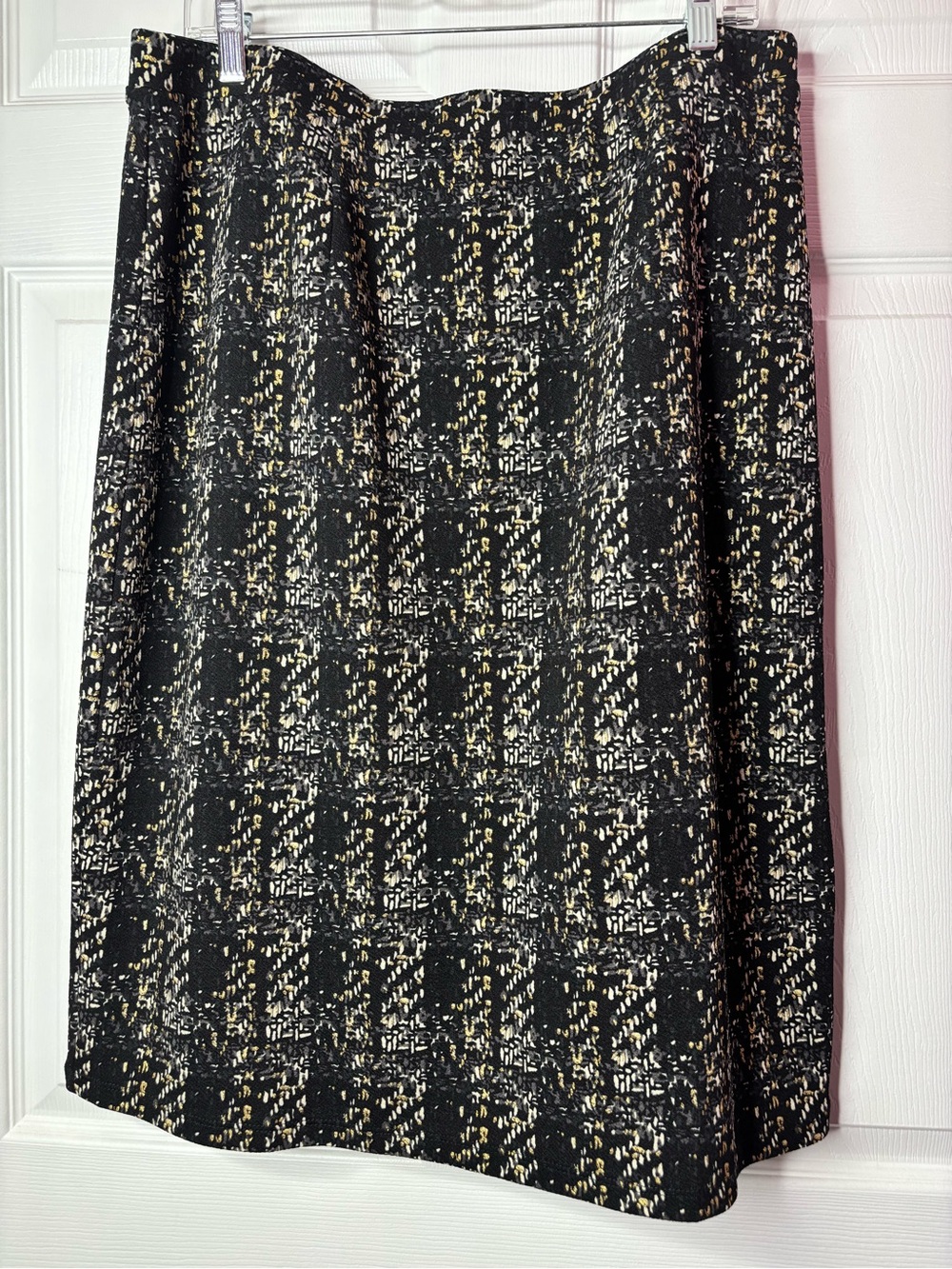 everleigh Black Tweed A-Line Skirt with Cream and Gold Flecks